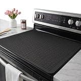 YUHFERA Stove Top Cover for Electric Stove - Silicone Stove Mat for Glass Top, Glass Cooktop Protector, XL Dish Drying Mats For Kitchen,Oven Covers for Electric Stove (Black,28 x 20)