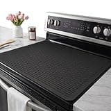 YUHFERA Stove Top Cover for Electric Stove - Silicone Stove Mat for Glass Top, Glass Cooktop Protector, XL Dish Drying Mats For Kitchen,Oven Covers for Electric Stove (Black,28 x 20)