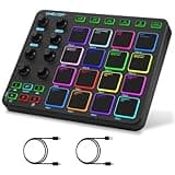 Umelody JP-1 MIDI Pad Controller with Wireless Connection, 16 RGB Beat Pads for Music Production, Portable Beat Maker for Beginners, Finger Drumming, Sampling, Looping on Laptop, Tablet, Phone