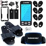 TENS Unit Muscle Stimulator for Pain Relief Muscle Therapy Rechargeable EMS Device with Electrode Pads,Massager Belt & Foot Slippers Included, Electric Pulse Massager for Back,Neck,Shoulder,Sciatica
