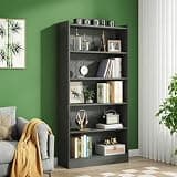 LOVEZOE 6 Tier Narrow Tall Bookcase, 12 Cube Storage Shelf with Closed Back, Vertical or Horizontal Installation, E1 Particle Board, Anti Tip Kit, 23.6” W x 11.8” D x 71.65” H