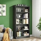 LOVEZOE 6 Tier Narrow Tall Bookcase, 12 Cube Storage Shelf with Closed Back, Vertical or Horizontal Installation, E1 Particle Board, Anti Tip Kit, 23.6” W x 11.8” D x 71.65” H