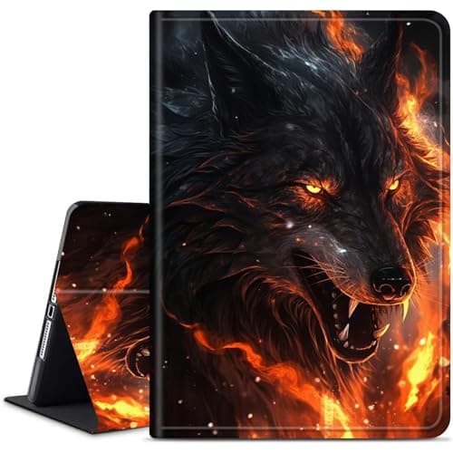 Dikoer for Samsung Galaxy Tab S5e 10.5 Inch 2019 (SM-T720/T725/T727) Tablet Case, Multiple Viewing Angles & Kickstand Back Case Drop Protection Smart Cover, Flame Wolf