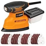 Extbtfor Detail Sander,14000OPM Plam Sander with Vacuum Dust collector, 1.1A Sander Tool,20Pcs Sandpapers Drywall Sanders for Woodworking