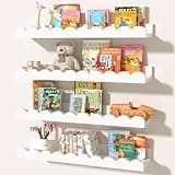 MZJZBN White Scalloped Nursery Shelves for Wall, 4-Pack Floating Book Shelves for Kids Room, Wall Mounted Kids Bookshelves for Bedroom, Playroom, Book and Decor Display