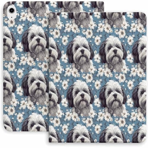 Puppies Floral Wallpaper Case for iPad 9/10/11th Mini 5/4/3/2/1(7.9in) Mini 6(8.3in) Mini 7(8.3in),Air 4/5/6/7,Pro 11in(2021/2022/2024)