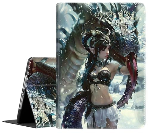 Case for iPad 9th/8th/7th Generation 2021/2020/2019 iPad 10.2 Inch Also Fit iPad Air 3th Gen 2019/iPad Pro 10.5 inch,Standing Cover with Auto Sleep/Wake,Dragon Fantasy and Beautiful Girls
