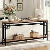 IRONCK 70.9" Long Console Table, 2-Tier Long Narrow Console Table Behind Couch for Display with Central Support Frame, Industrial Long Entryway Table for Entryway and Living Room
