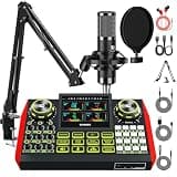 G9 Podcast Equipment Bundle,Audio Mixer Sound Board Live Sound Card,Podcast Microphone Bundle with 3.5mm Condenser Mic for PC & Phone,Podcasting,Live Streaming,Singing,Gaming,Voice Changer,Dj Set