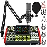 G9 Podcast Equipment Bundle,Audio Mixer Sound Board Live Sound Card,Podcast Microphone Bundle with 3.5mm Condenser Mic for PC & Phone,Podcasting,Live Streaming,Singing,Gaming,Voice Changer,Dj Set