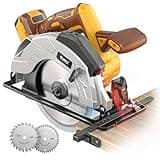 Ecarke 7-1/4" Cordless Circular Saw, Compatible with DeWalt 20V Battery, 5000 RPM Electric Circular Saw with Laser Guide, 2 Blades (24T & 40T), 0–45° Bevel, 2-1/4" Cutting Depth (Tool Only)