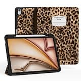 Ouinice Cheetah Case for iPad Air 11 Inch 2026/2025/2024 (M4/M3/M2 Chip), iPad Air 10.9" 5th/4th Generation Case 2022/2020,Protective Cover with Pencil Holder, Trifold Stable Stand, Composition Book