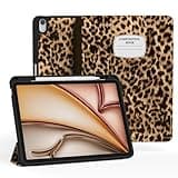 Ouinice Cheetah Case for iPad Air 11 Inch 2026/2025/2024 (M4/M3/M2 Chip), iPad Air 10.9" 5th/4th Generation Case 2022/2020,Protective Cover with Pencil Holder, Trifold Stable Stand, Composition Book