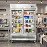 CNSLCJR 54" W Commercial Refrigerator, 42.2 Cu.ft. Reach-in Refrigerator with 2 Glass Doors for Restaurants & Commercial Environments, Stainless Steel Interior and Exterior Construction