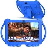 RUIQIAI 2026 Kids Tablet, Android 12 Tablet for Kids 7 inch, 4+32GB ROM(1TB Expand), Toddler with Parental Control, BT, WiFi, Dual Camera, Shockproof Case, Kids APP Preinstalled, Education(Blue)