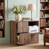 DNYN 3 Drawers Lateral File Cabinet with Charging Station and Printer Stand