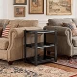 SFTORMAS 3-Tier Small Bookcase & Office Side Table, Black Industrial Bookshelf, Adjustable Metal Stand, Versatile Side Shelf for Movies, CDs & Books, Storage Rack for Small Spaces