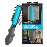 FURminator 2-in-1 Doodle Grooming Tool for Dogs, 1 Count, Dematting Tool with Comb for Mats, Tangles & Maintenance on Curly, Long, Silky & Wiry Coats