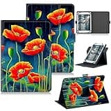 RWUTYTIUL for Walmart Onn 11 Inch Pro 2024/2026 100146660 Universal Tablet Case, 360 Degree Rotating Kickstand Protective Stand Case with Multiple Viewing PU Leather Shell Case, Artistic Red Flower