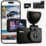 Wireless Dash Cam Front and Rear, 4K +2.5KHD 2-Channel Dashcam, Built - in WiFi GPS, Night Vision, Loop Recording, 24H Parking Mode, G-Sensor and 3” IPS Screen