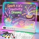 Lumiboard Led Drawing Board with 13 Light Effects, 16" Rechargeable Glow Doodle LED Note Board with Colors, Neon Light Up Drawing Tablet Gifts for Kids for Easter Birthday Christmas Gift Ideas