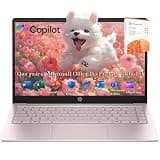 HP Laptop 2026 Edition with Copilot AI, 16GB RAM, 512GB SSD + 128GB UFS, Intel Processor, Long Battery Life, Lightweight, 1 Year Office 365, Windows 11 Home S for Students & Office, Type-C HUB, Pink