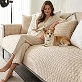 OTOB Cooling Couch Covers for 3 Cushion Couch Sofa Pet Friendly, Ice Silk Fabric Washable Non Slip Sectional Sofa Protector Cool Mat, 3D Structure Breathable Dog Sofa Cover (Serene Khaki, 35.4"x82.7")