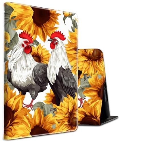 Case for iPad mini 3/2/1 (7.9") PU Leather Shockproof Stand Protective Cover with Auto Sleep/Wake for iPad mini 1st/2nd/3rd Generation,Hens and Sunflowers