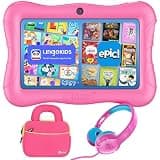 Contixo 7" Kids Learning Tablet Bundle - Headphones, Sleeve Bag, Pre-Installed Games and Educational Apps, Parental Controls, Ideal for Education - Pink