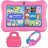 Contixo 7" Kids Learning Tablet Bundle - Headphones, Sleeve Bag, Pre-Installed Games and Educational Apps, Parental Controls, Ideal for Education - Pink