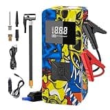 Jump Starter with Air Compressor, 8000A 150PSI Battery Jumper Starter Portable Tire Inflator Pump, 12V Jump Box Car Battery Jump Starter with Smart Jumper Cables, LED Light, LCD Display