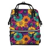 Moxquju Groovy Daisy Flowers (2) For Waterproof Diaper Bag Mommy Backpack, Men'S And Women'S Travel Bag