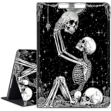 Dikoer for Samsung Galaxy Tab S10 Plus 2024/Galaxy Tab S9 FE Plus/Tab S9 Plus 12.4 Inch 2023 Tablet Case, Slim KickstandStand Leather Smart Cover with Auto Wake/Sleep, Skull Black White