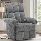 Korser Recliner Chair, Swivel Rocker Recliner Chair for Adults, Small Recliners for Small Spaces, Manual Recliner with Side Pockets, Upholstered Nursery Rocking Chair for Living Room, Chenille, Grey