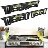 Stove Gap Covers Stainless Steel, Stove Gap Filler Range Trim Kit, Oven Gap Filler for Stove and Counter, Heat-Resistant Stove Gap Guards, Easy Retractable Length 13.8" to 27.6", Width 1", Black(2PCS)