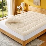 Luxury 60% Organic Wool + 40% Organic Cotton Mattress Topper, Extra Soft Wool Mattress Pad for Back Pain Relief, Plush Mattress Cover with 6"-18" Deep Pocket (King,78"x80")