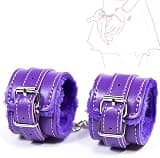 1 Set Pure Purple Fuzzy Handcuffs for Grownups Bedroom Set Sex Restraining Women's PU Leather Cuffs Sex Handcuffs for Grownup Sex, Bedroom for Adults Couples with Bondage Restraints Sweater