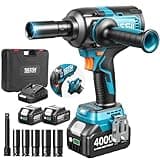 Seesii Upgraded Cordless Impact Wrench 885Ft-lbs (1200Nยทm): 1/2" Impact Gun with Detachable Side Handle, 21V High Torque Power Impact Driver 2x 4.0Ah Batteries for Family Car/Pickup Truck/Mower