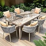 YUGXTH Patio Table with 6 Patio Chairs, Patio Couch and Table Weather Resistant Patio Dining Sets Outdoor Furniture for Lawn, Backyard, Front Porch(160cm/63.0in)