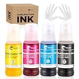 Hiipoo Sublimation Ink Refilled Bottles Work with ET-2720 ET-2760 ET-2800 ET-15000 ET-2803 ET-2850 ET-3760 ET-4800 ET-4760 Inkjet Printer Heat Press Transfer on Mugs T-Shirts Pillows Phone Case