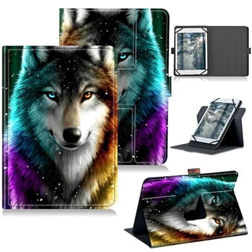 RWUTYTIUL Universal Tablet Case for BLU M8L 2022/M8L Plus 8 Inch, 360 Degree Rotating Kickstand Protective Stand PU Leather Shell Cover for 7"-9", Grey Hatch