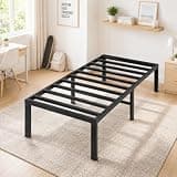 Bonnlo 14 Inch Metal Platform Twin Bed Frame, Mattress Foundation Bed Base,Heavy Duty Steel Slat Support,No Box Spring Needed,Black