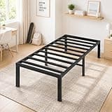 Bonnlo 14 Inch Metal Platform Twin Bed Frame, Mattress Foundation Bed Base,Heavy Duty Steel Slat Support,No Box Spring Needed,Black