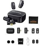 Hollyland Lark A1 Combo 2-Person Wireless Microphone System with USB-C and Lightning Connectors for Mobile Devices (Space Gray, 2.4 GHz) with Cleaning Cloth Bundle