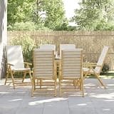 IBUQDDV Solid Bamboo Patio Reclining Chairs with Cream White Cushions, 5-Position Adjustable Backrest, Foldable Design for Easy Storage