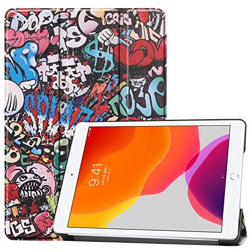 SZLONKOU Tablet Cover for Apple iPad 10.2 7th 8th 9th Generation(2019 2020 2021 Release),Folio Stand Lightweight Sleep/Wake Up Leather Case for Apple iPad 10.2" Gen 7 8 9 (KST-Graffiti)