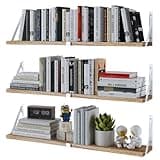 Austin yan Floating Bookshelf ,33inch, Wall Mounted Shelves for Living Room, Kitchen Organization,Bathroom, Bedroom Décor,Hanging Decorative Wall Shelves,Set of 3 White