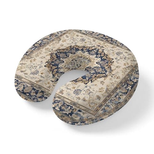 Yaiikkvbaa Vintage Boho Neck Pillow Memory Foam U Shaped Travel Pillow, Rustic Southwestern Geometric Ethnic Neck Support Pillows Decorative Headrest Cushion for Airplane Sleeping Car Office