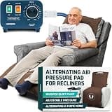 Lunderg Alternating Air Pressure Pad for Recliner Chair - Pressure Relief Cushion Topper for Recliner - Bed Sore Prevention - Medical Grade Mattress Pad, Cover & Quiet Pump - Home or Hospital (Coffee)
