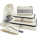 U+U 5 Set Packing Cubes for Travel Essentials Ultralight Luggage Packing Organizers with Laundry Bag and Shoe Bag for Vacation, Business Trip and Camping (Polka Dot)